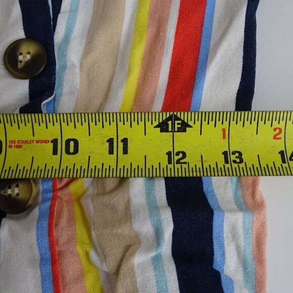 Forever 21 Sleeveless Multicolor Stripe Buttoned Romper Women Size M Rayon Linen - Picture 10 of 12